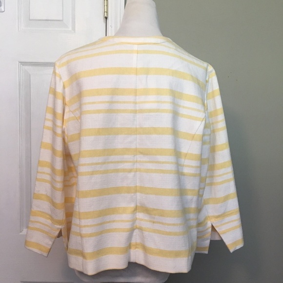 NWT Cato Yellow and White Striped Blazer with Three-Quarter Sleeves - Picture 6 of 7
